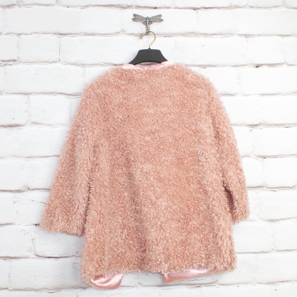Faux Fur Pink Dress Over Coat Size ~L - Picture 7 of 8